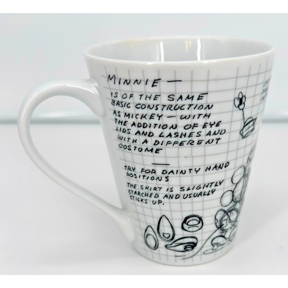 Disney MINNIE MOUSE Sketch Sketchbook Coffee/Tea CERAMIC CUP MUG Black White